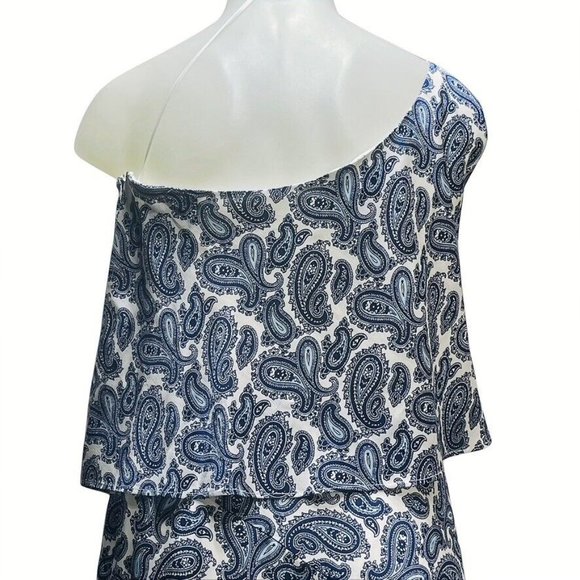 BANANA REPUBLIC Dress Size 8 Blue and White Paisley Size 8 - Picture 6 of 12